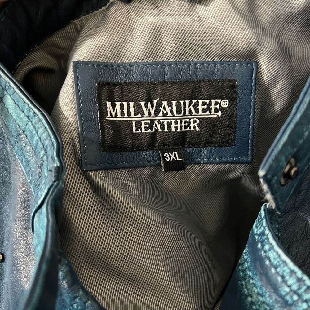 NWT Milwaukee Leather 3XL Leather Jacket Blue - Picture 4 of 8